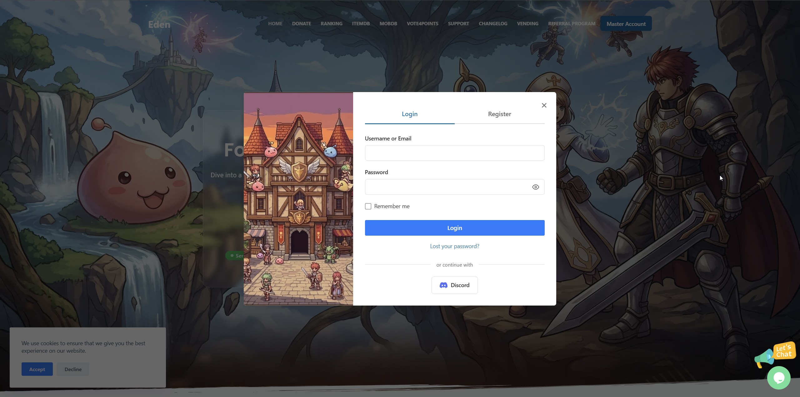 ROCP Control Panel Dashboard Demo - Ragnarok Online Control Panel